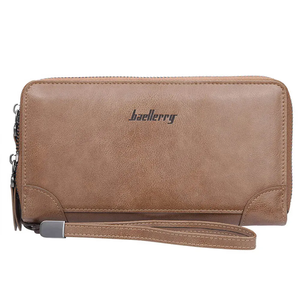 High-Quality Double-Zip Men's Long Clutch Wallet