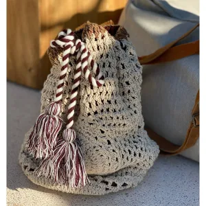 Ivory Crocheted Backpacks with Tassels