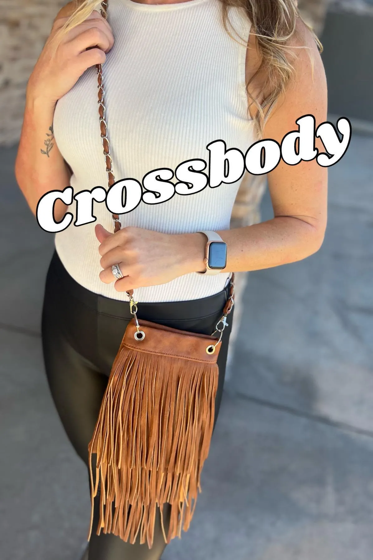 Kelsea Brown Rhinestone Chic Fringe Versatile Bag