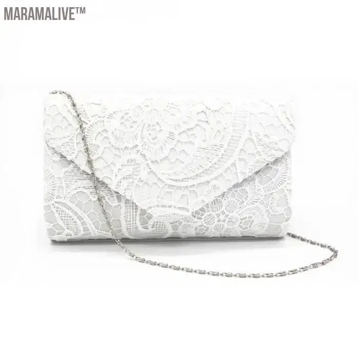 Ladies Silk Evening Bag Vintage Elegant Purple Lace Flower Bridal Clutches For Women Party Handbag Prom Chain Shoulder Bag Purse