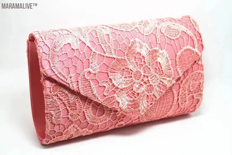 Ladies Silk Evening Bag Vintage Elegant Purple Lace Flower Bridal Clutches For Women Party Handbag Prom Chain Shoulder Bag Purse