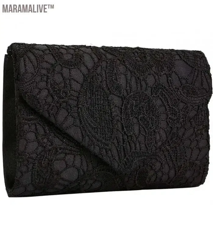 Ladies Silk Evening Bag Vintage Elegant Purple Lace Flower Bridal Clutches For Women Party Handbag Prom Chain Shoulder Bag Purse