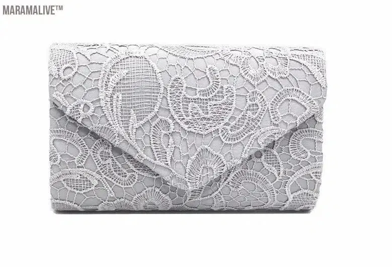 Ladies Silk Evening Bag Vintage Elegant Purple Lace Flower Bridal Clutches For Women Party Handbag Prom Chain Shoulder Bag Purse