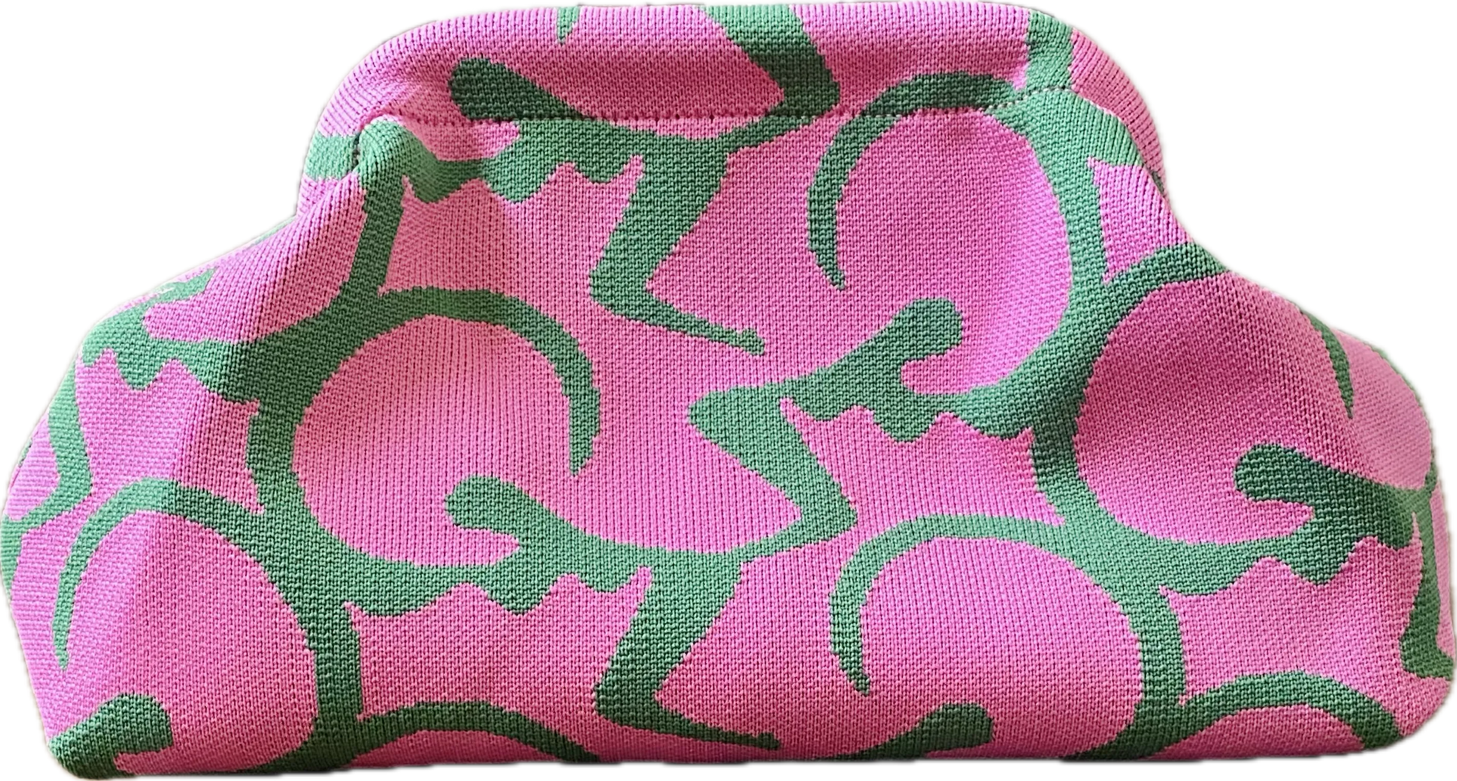 Ladies Vine Print Knit Clutch Bag