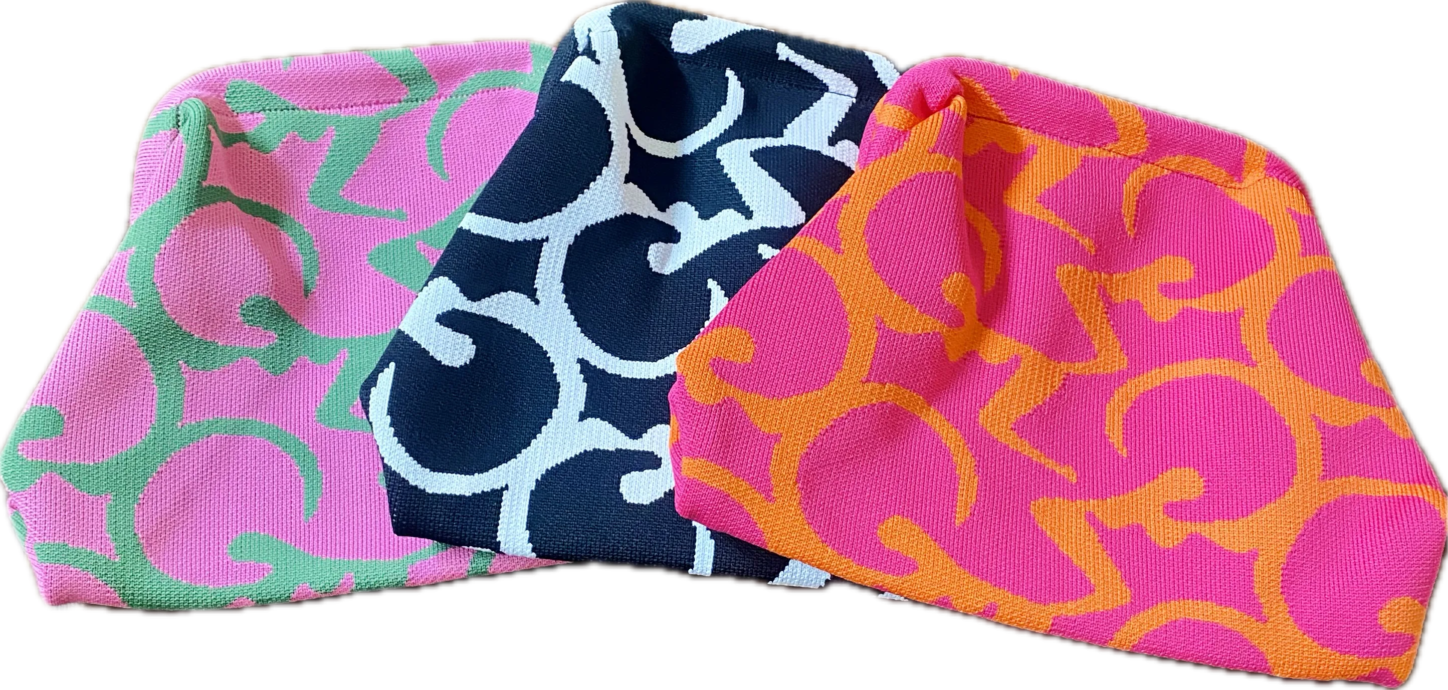 Ladies Vine Print Knit Clutch Bag