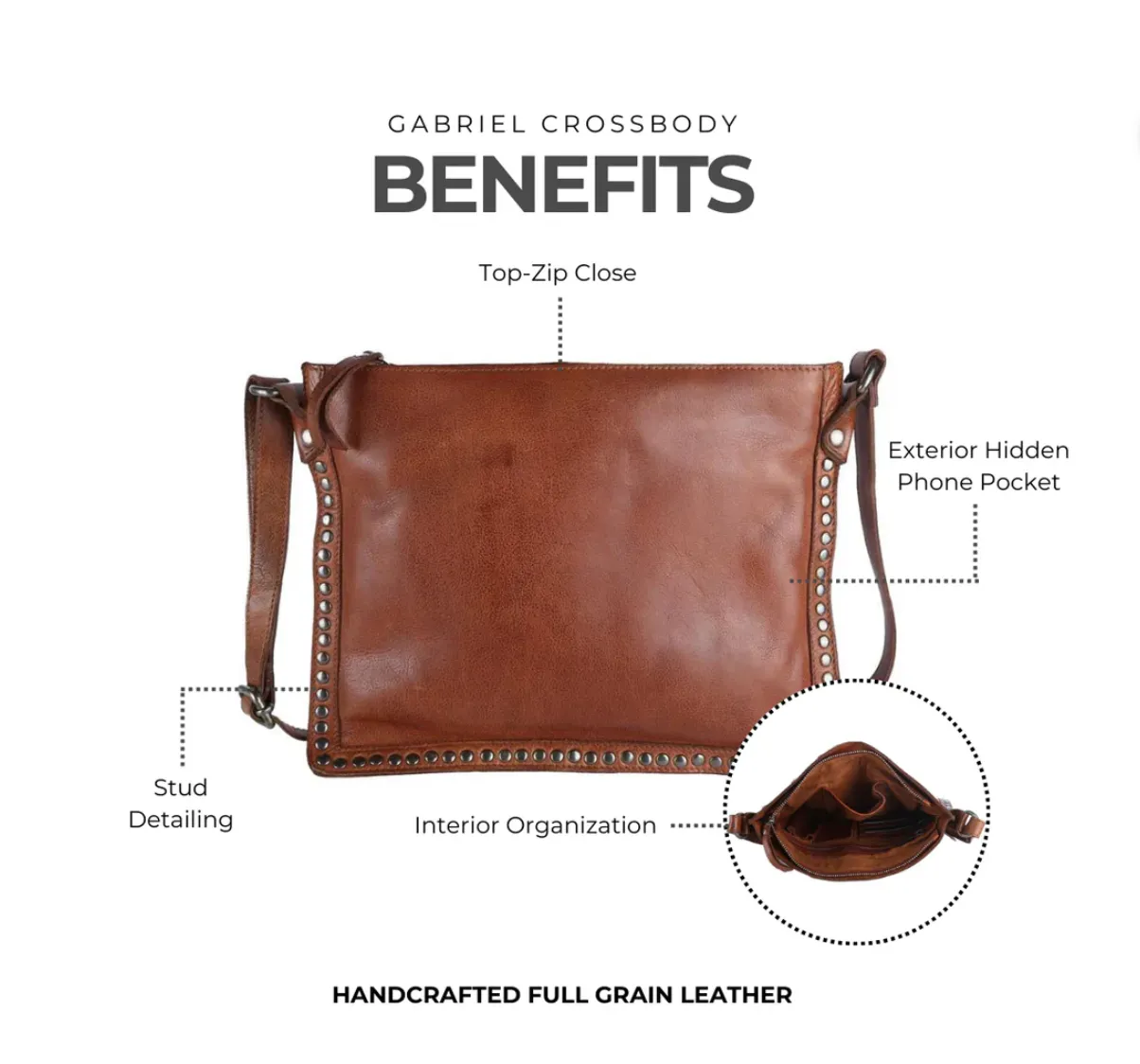 Latico Gabriel Crossbody w/Studs