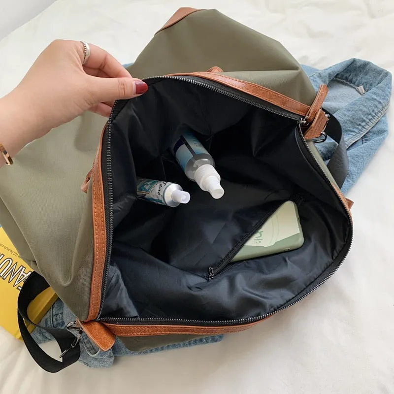 Laura Nylon Leather Weekender Bags - 3 Colors