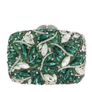 Leaf Crystal Green Clutch Gorgeous Evening Purse