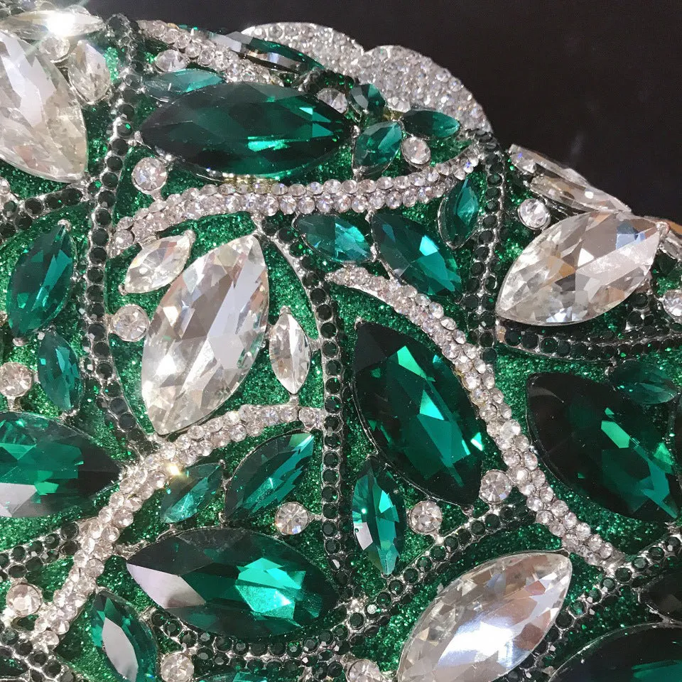 Leaf Crystal Green Clutch Gorgeous Evening Purse