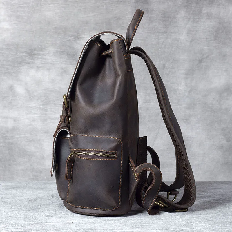 Leather Drawstring Backpack | Black Sea
