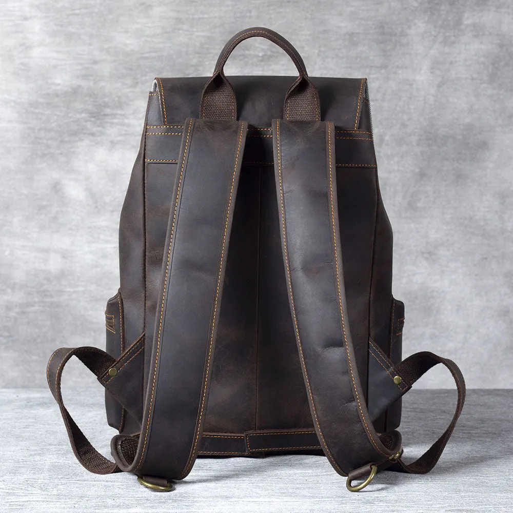 Leather Drawstring Backpack | Black Sea