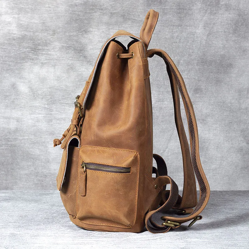 Leather Drawstring Backpack | Black Sea