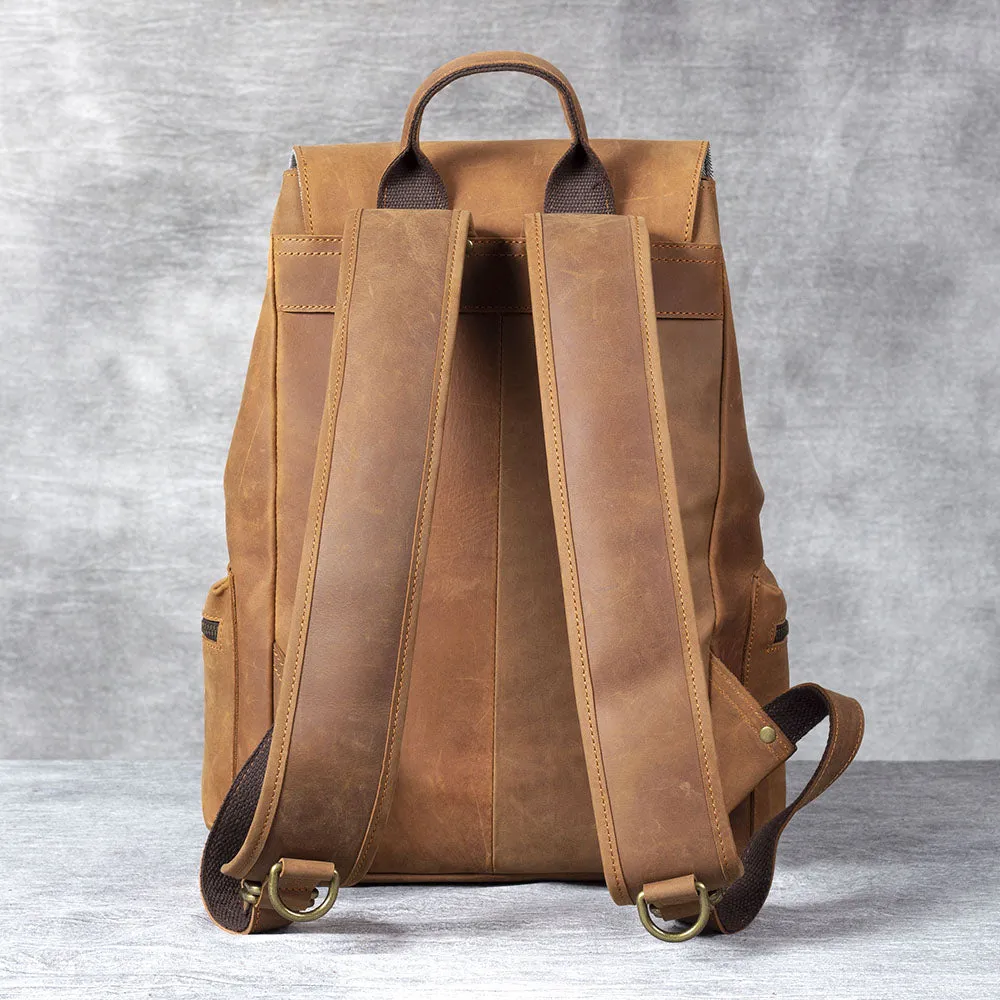 Leather Drawstring Backpack | Black Sea