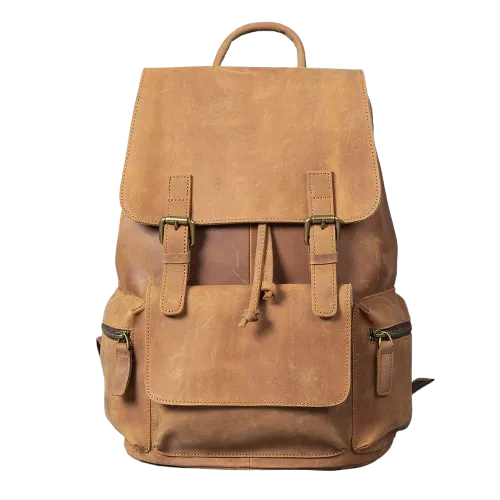 Leather Drawstring Backpack | Black Sea