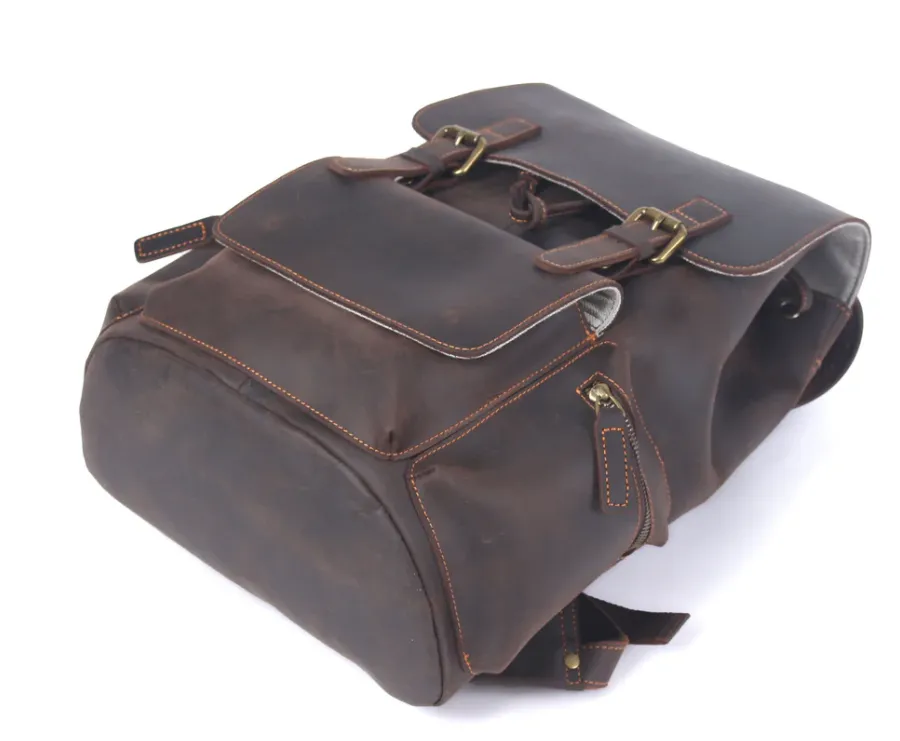 Leather Drawstring Backpack | Black Sea
