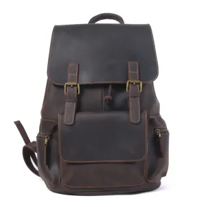 Leather Drawstring Backpack | Black Sea