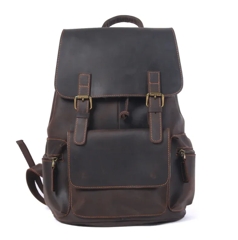 Leather Drawstring Backpack | Black Sea