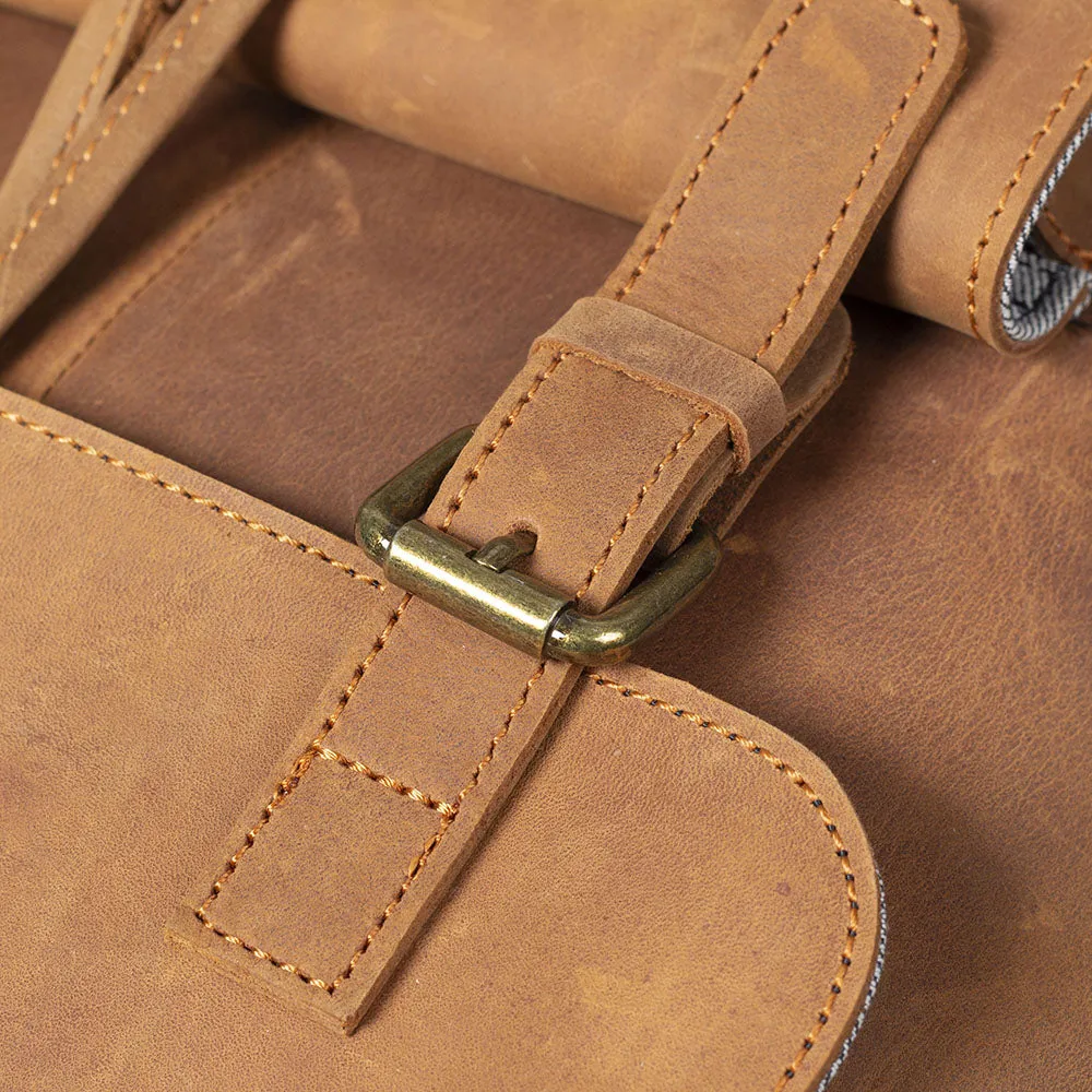 Leather Drawstring Backpack | Black Sea