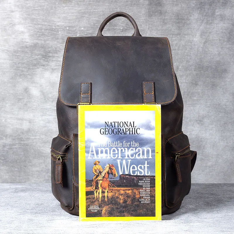 Leather Drawstring Backpack | Black Sea