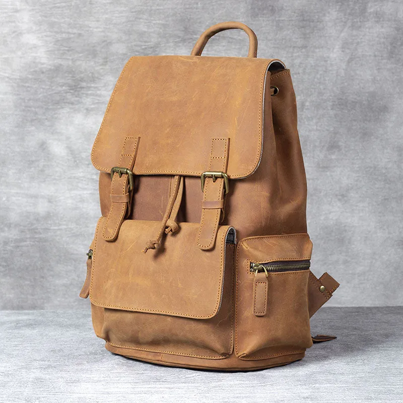 Leather Drawstring Backpack | Black Sea