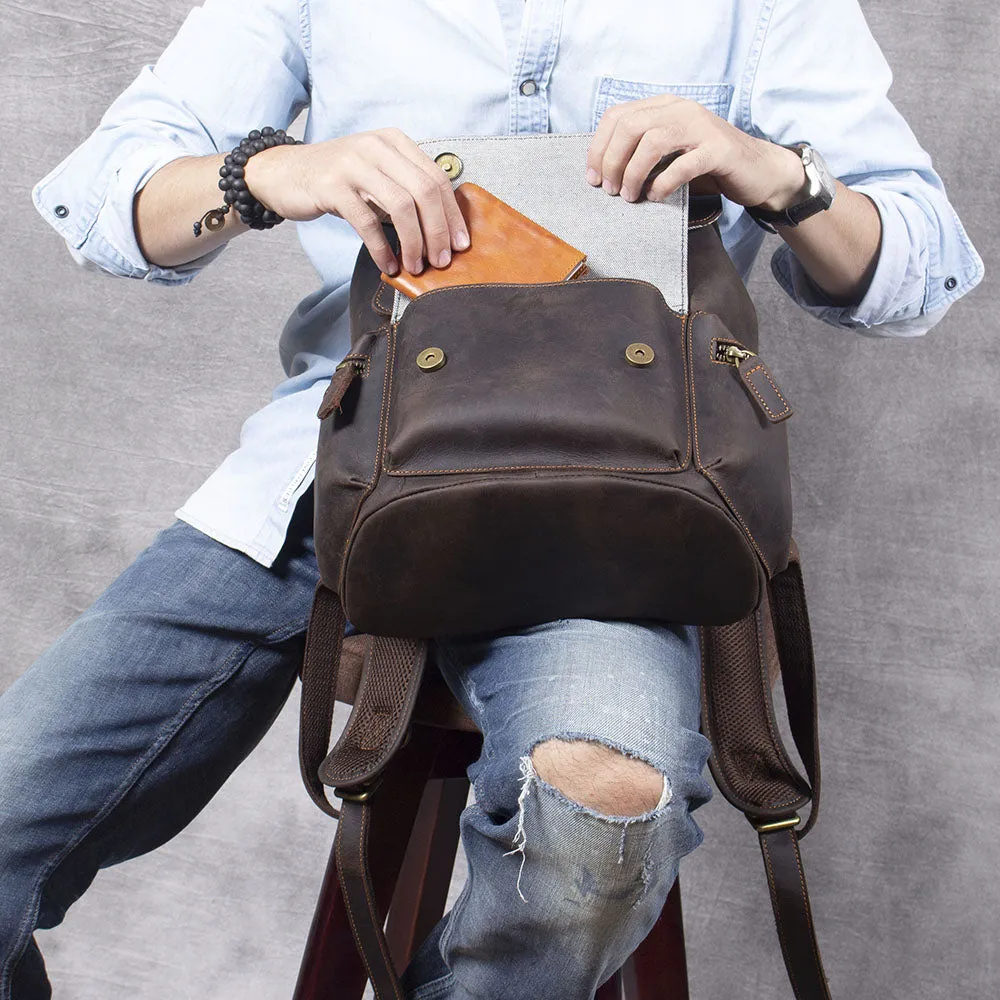 Leather Drawstring Backpack | Black Sea