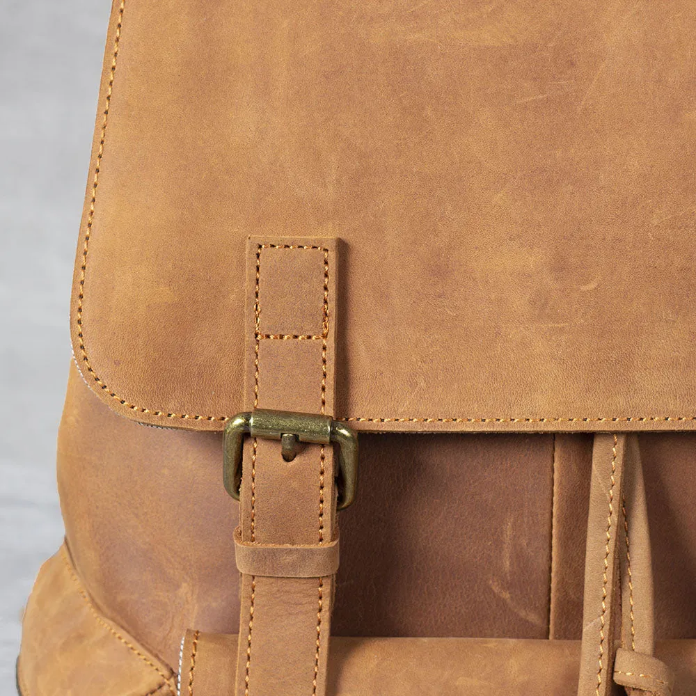 Leather Drawstring Backpack | Black Sea
