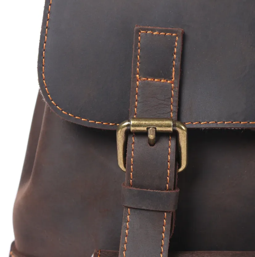 Leather Drawstring Backpack | Black Sea