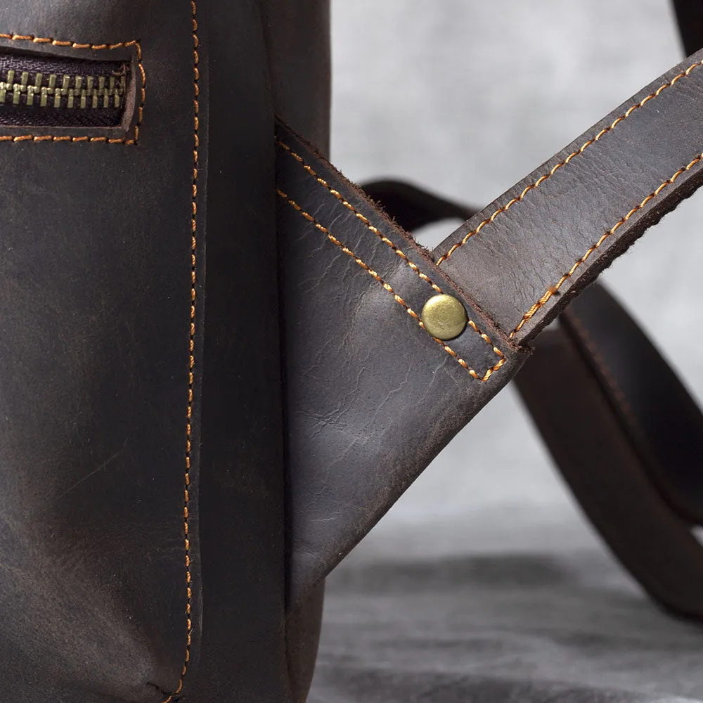 Leather Drawstring Backpack | Black Sea