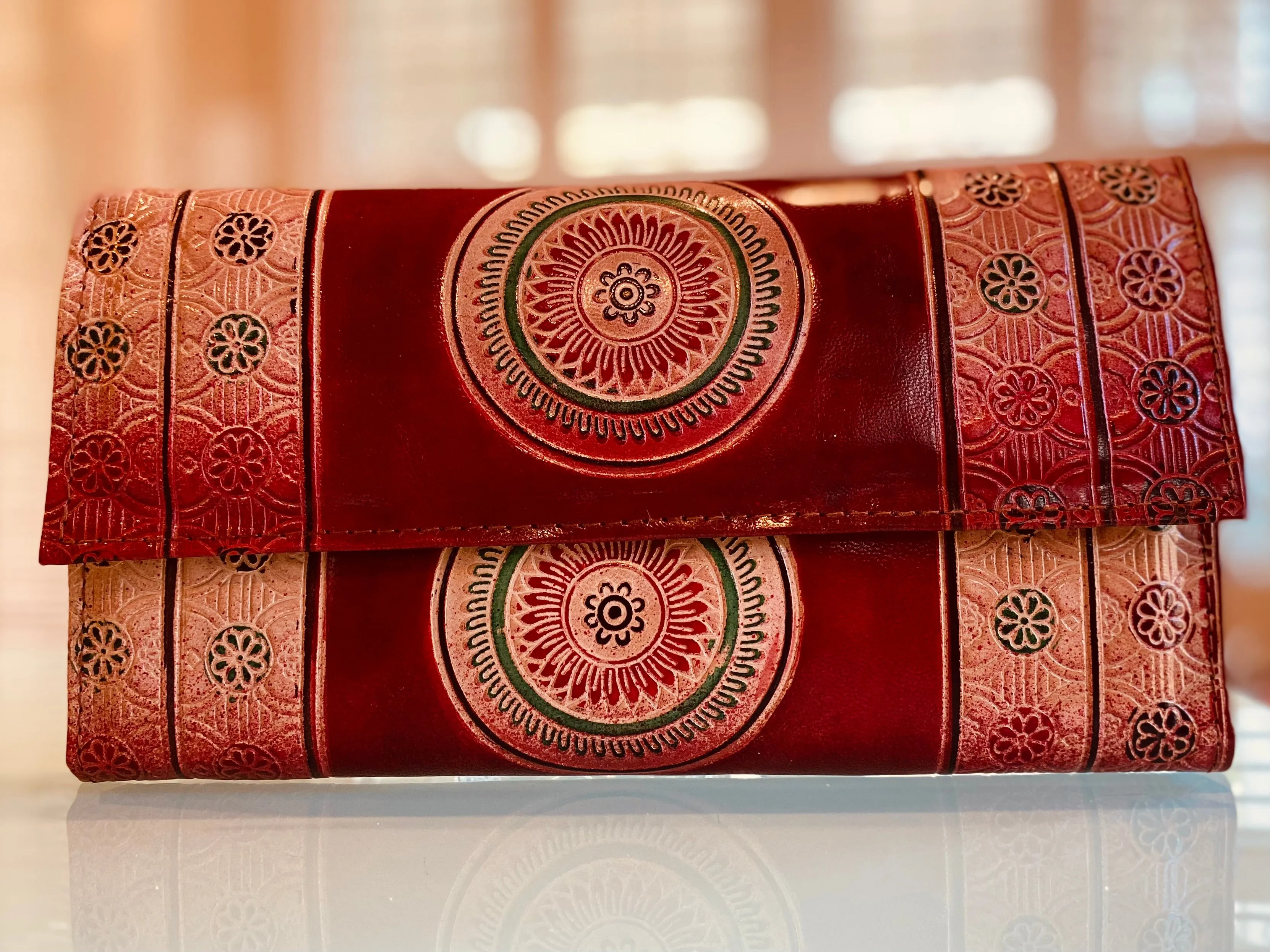 LEATHER WALLET CHAKRA PRINT (LARGE)