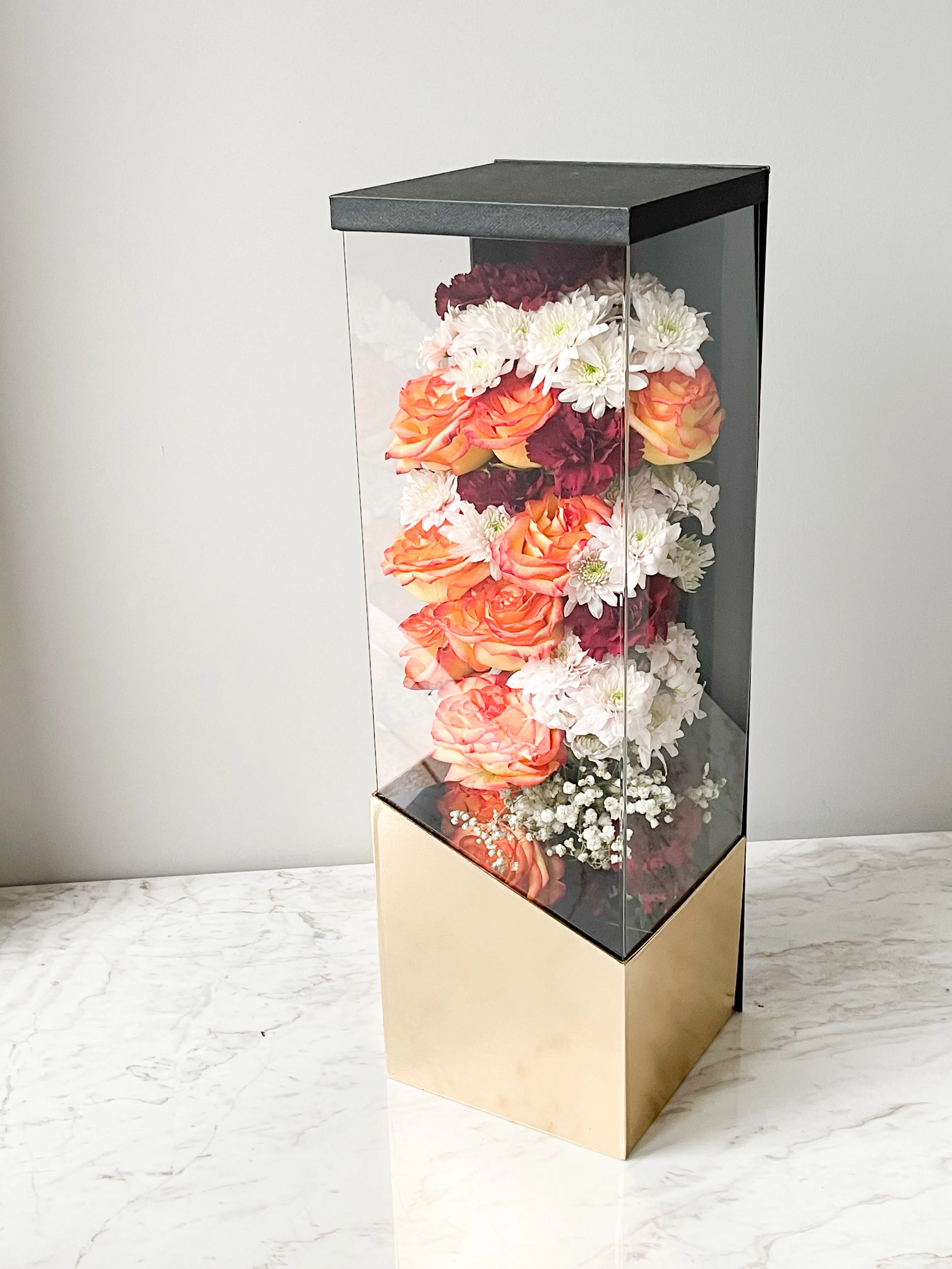 Luxury Acrylic Flower Box with Rectangle Base