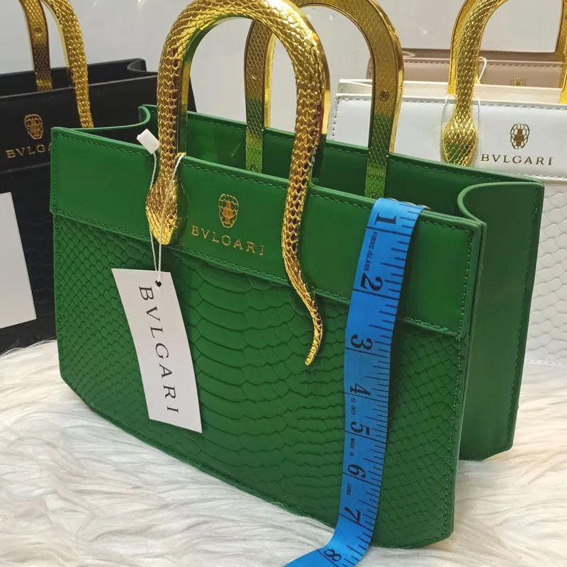 Luxury Croc Pattern Gold Snake Handle Leather Purse #22