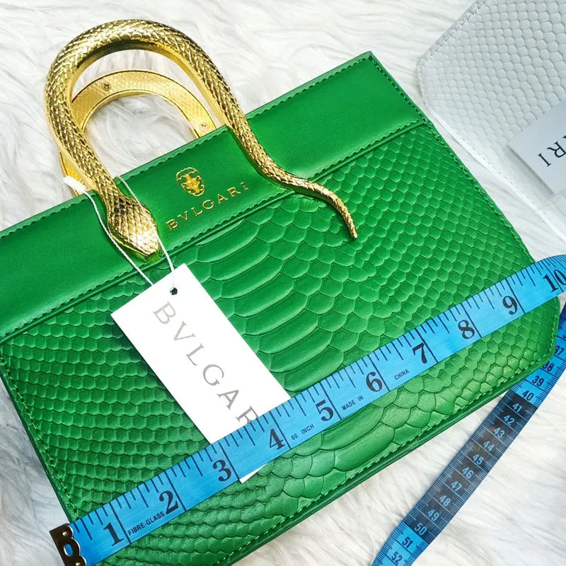 Luxury Croc Pattern Gold Snake Handle Leather Purse #22