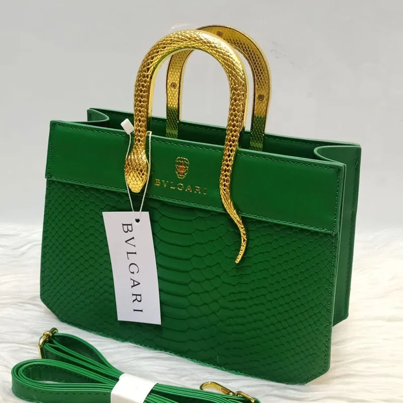 Luxury Croc Pattern Gold Snake Handle Leather Purse #22