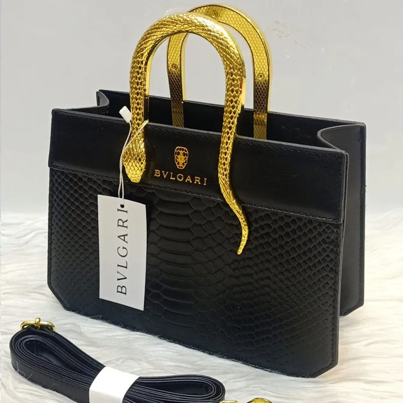Luxury Croc Pattern Gold Snake Handle Leather Purse #22