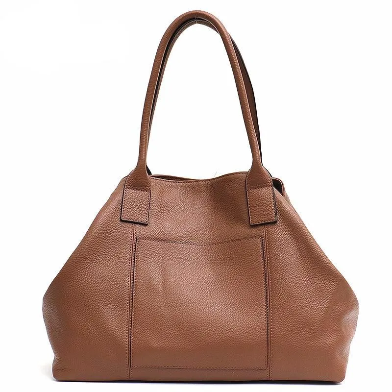 Luxury Genuine Leather Big Tote For Women Quality Cow Leather Ladies Large Shoulder Bag Bucket Female Fashion Crossbody Purse