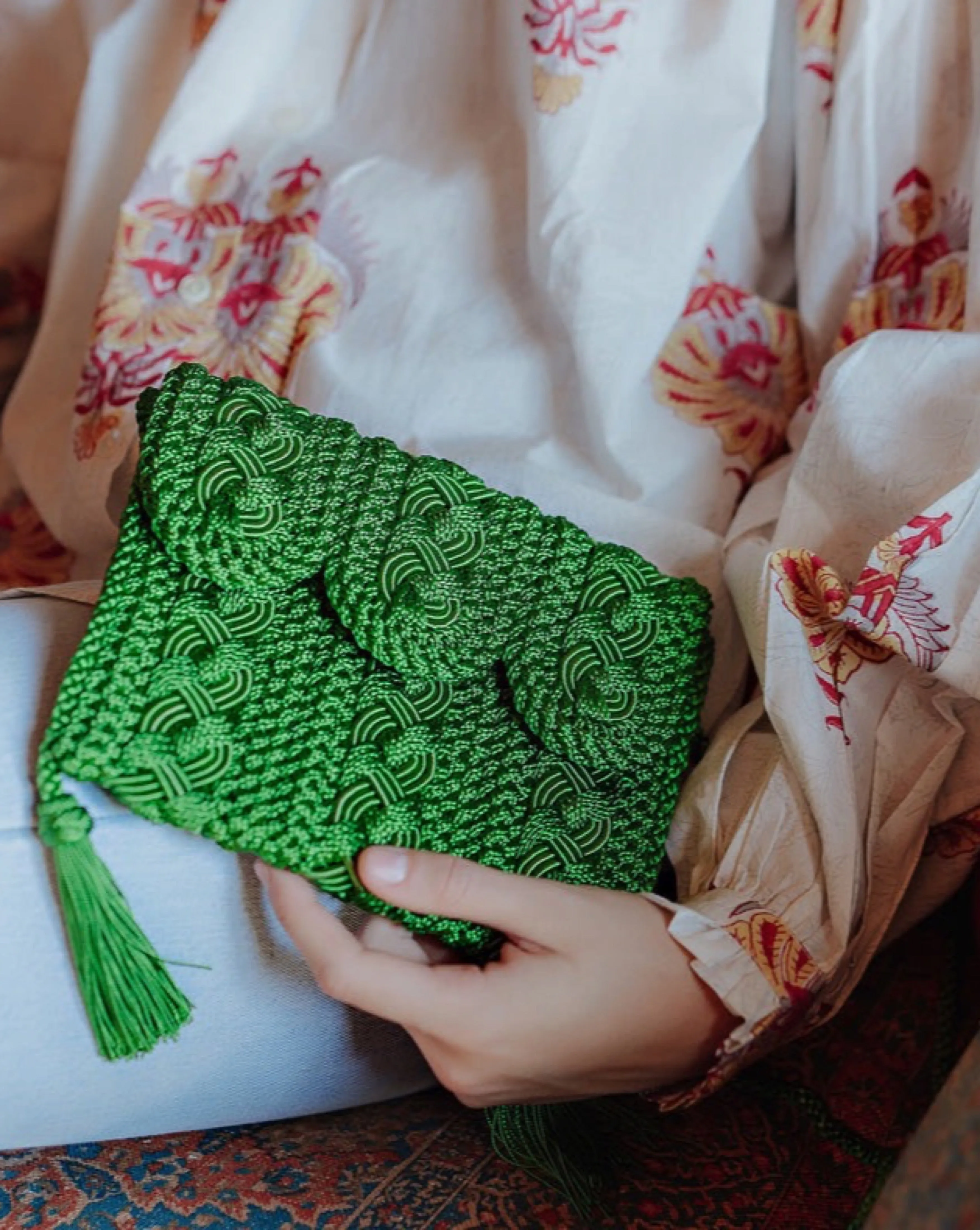 Majorelle Sabra Silk Braided Purse Green