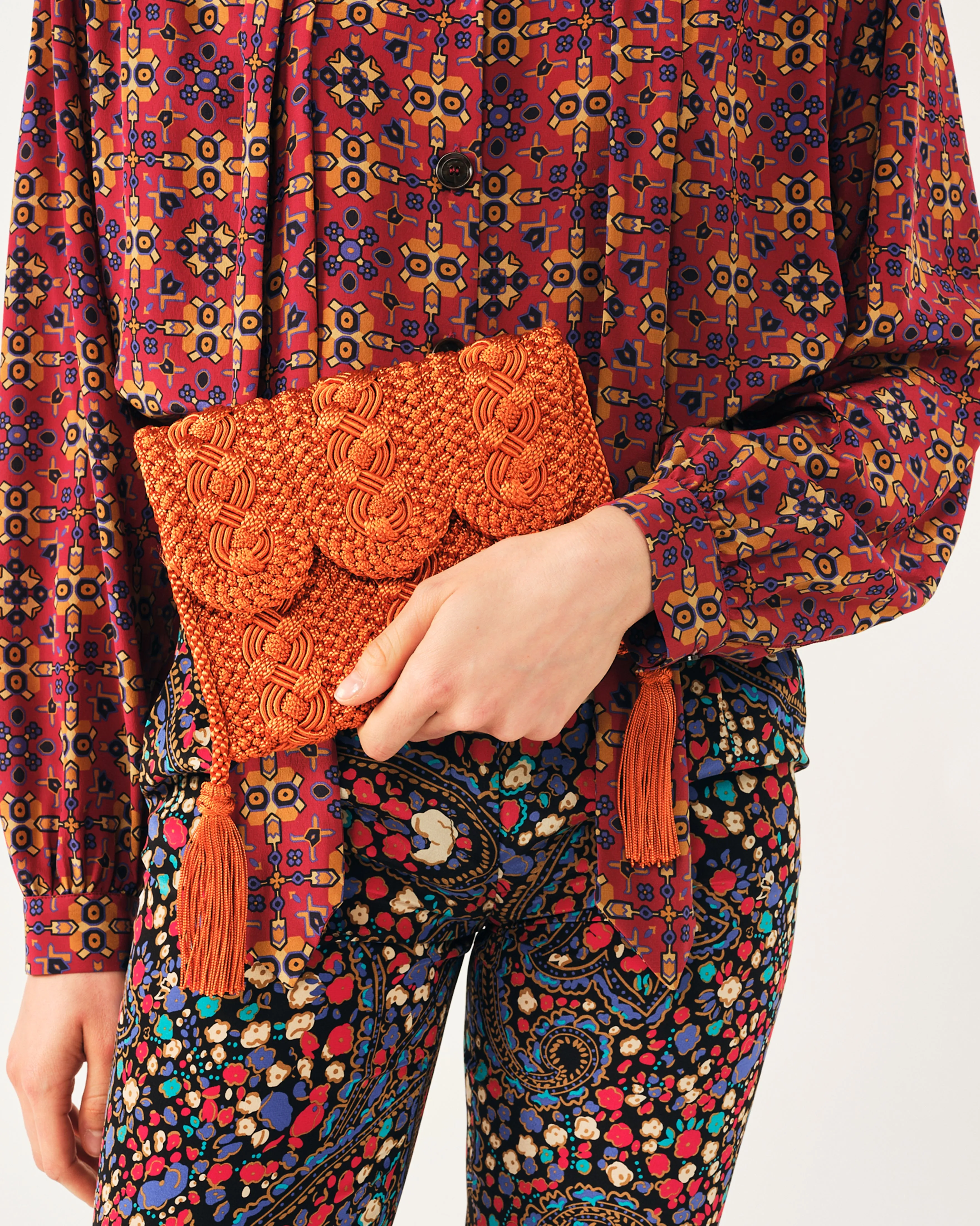 Majorelle Sabra Silk Braided Purse Orange