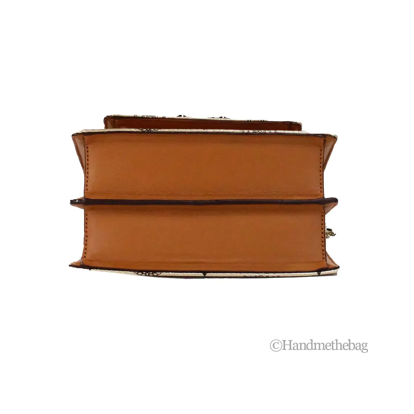 MCM Berlin Gold Leather Mini Flap Lock Crossbody Handbag