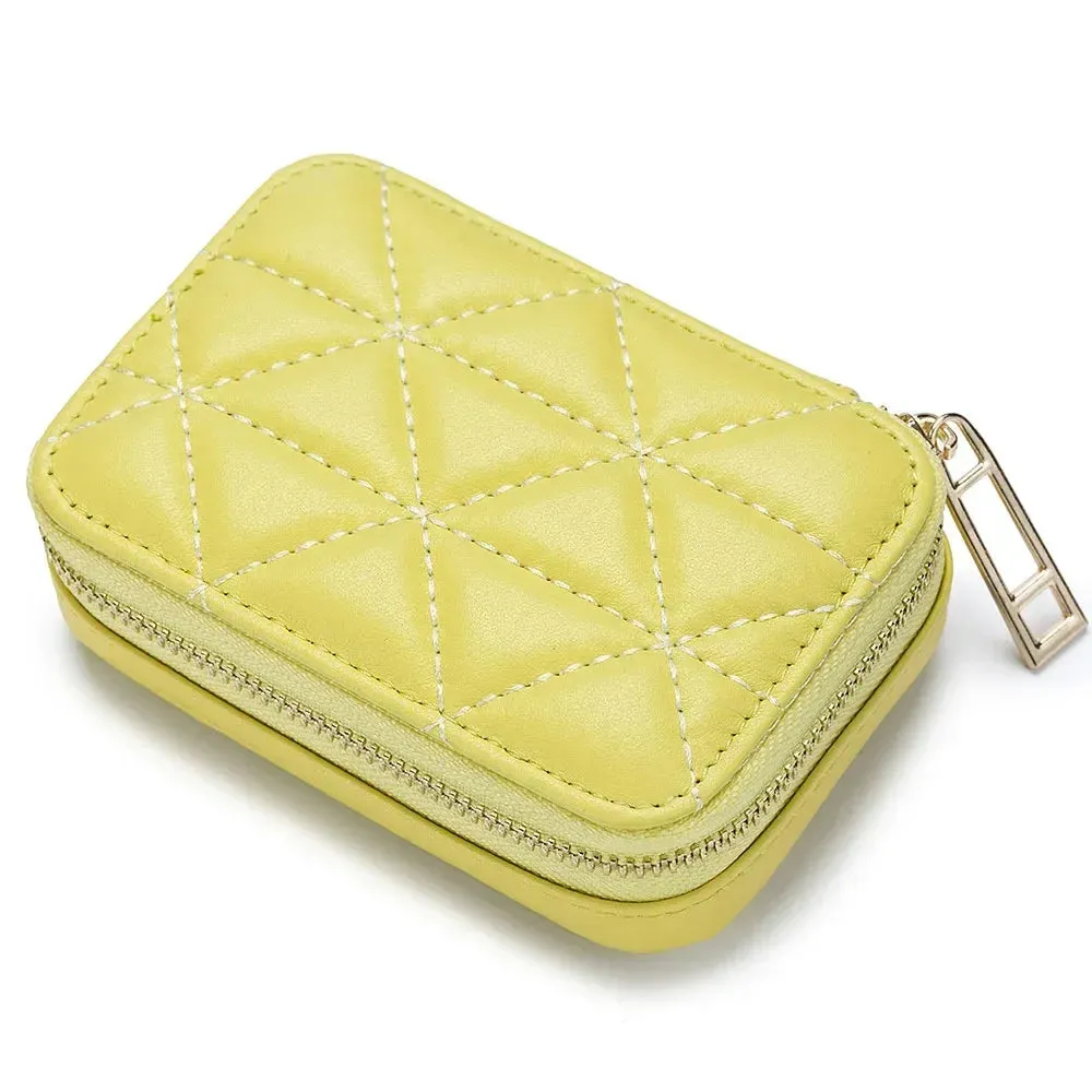 Mini Leather Cosmetic Bag – Stylish Lipstick & Coin Purse with Built-in Makeup Mirror