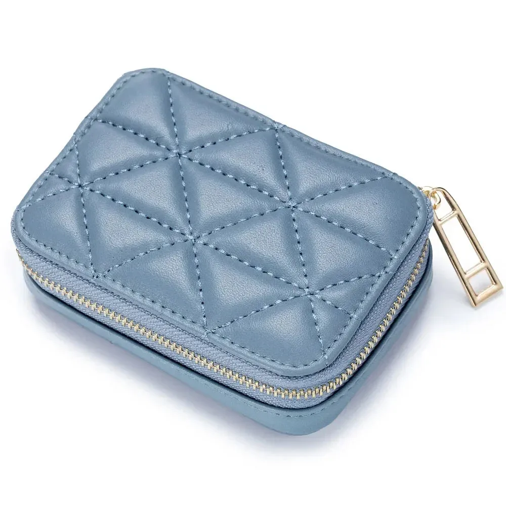 Mini Leather Cosmetic Bag – Stylish Lipstick & Coin Purse with Built-in Makeup Mirror