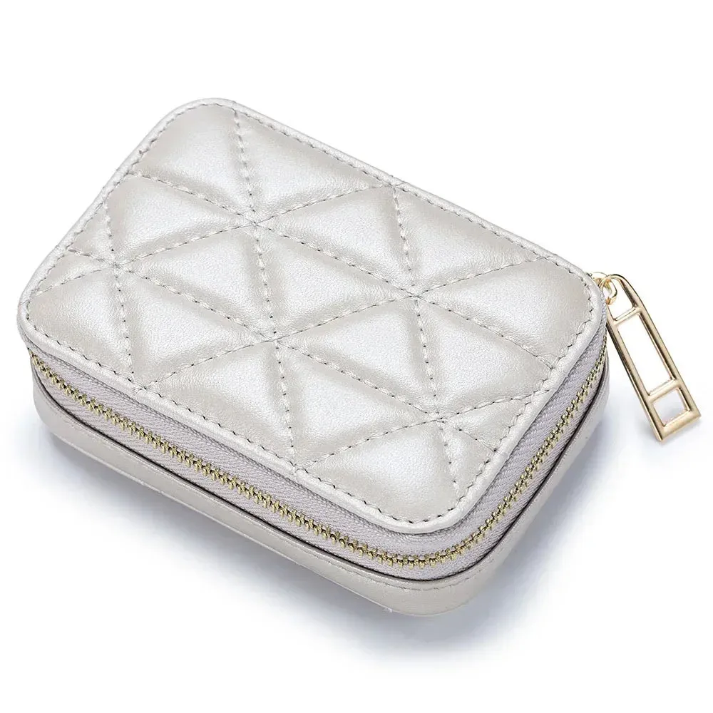 Mini Leather Cosmetic Bag – Stylish Lipstick & Coin Purse with Built-in Makeup Mirror