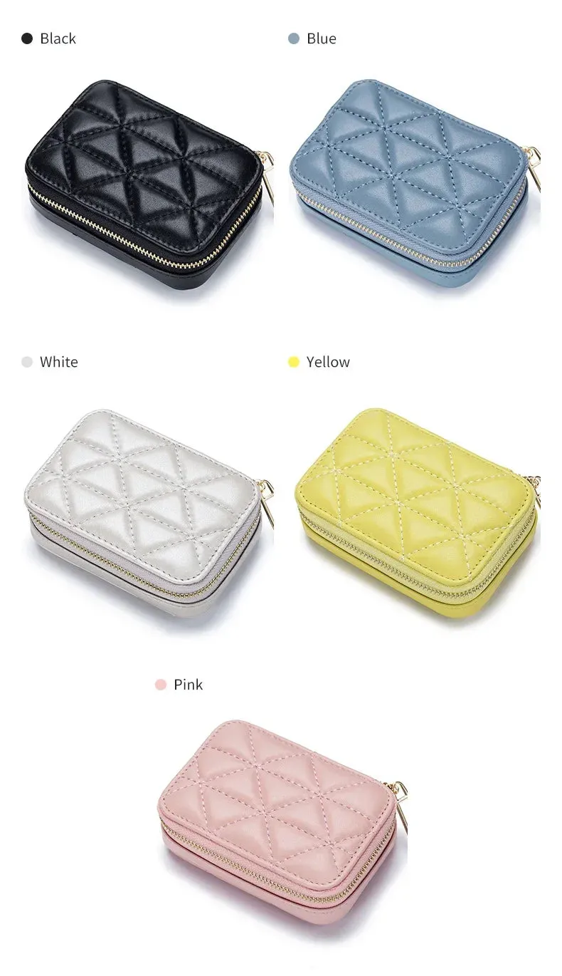 Mini Leather Cosmetic Bag – Stylish Lipstick & Coin Purse with Built-in Makeup Mirror