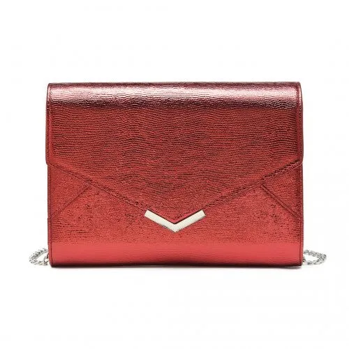 Miss Lulu Glitter Envelope Flap Clutch Evening Bag - Red