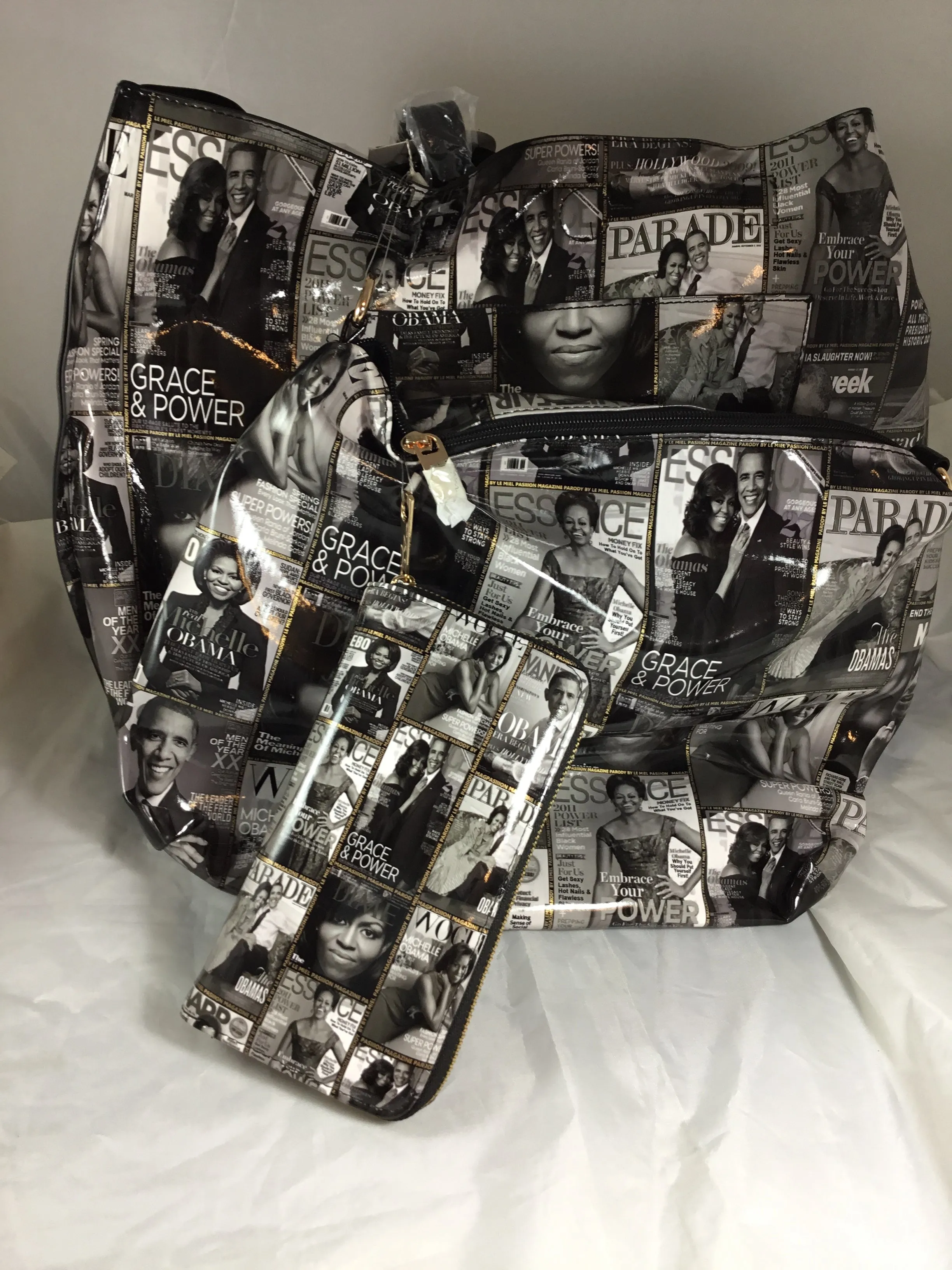 Misty Blue Grace & Power - Obama Magazine Style Handbag Set