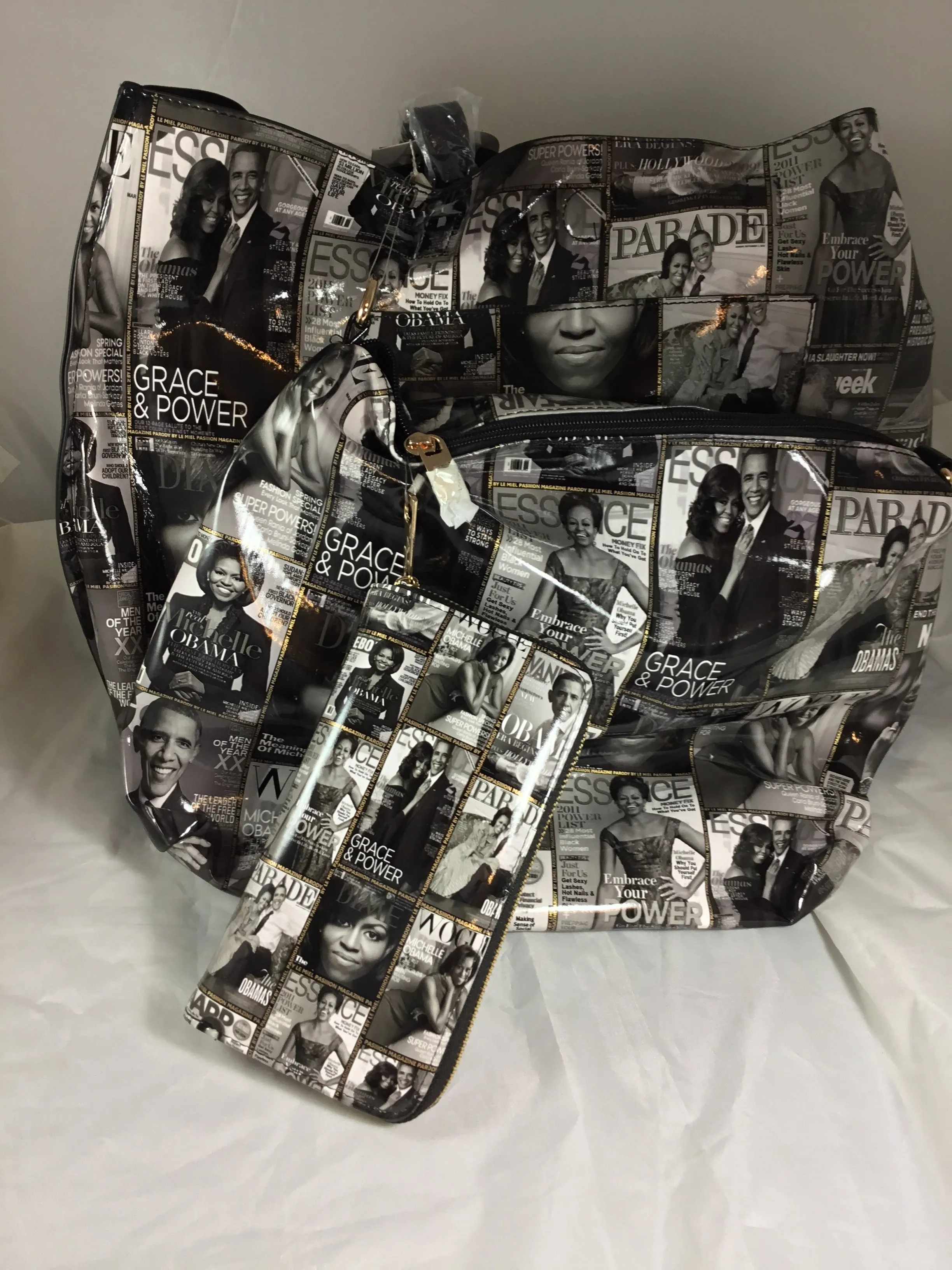 Misty Blue Grace & Power - Obama Magazine Style Handbag Set