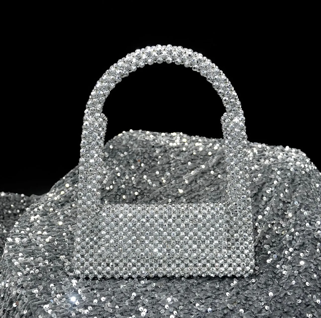 Miuco Pearl Bag Clutch Purses For Women Wedding Bride Purse Sparkly Glitterl Beaded Handbag