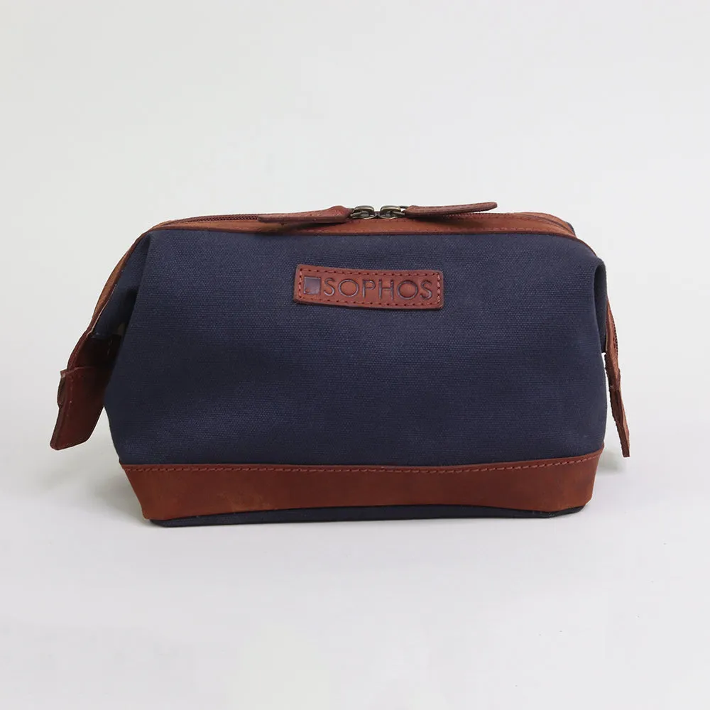 Navy Waxed Canvas Gladstone Washbag - Toiletries Bag