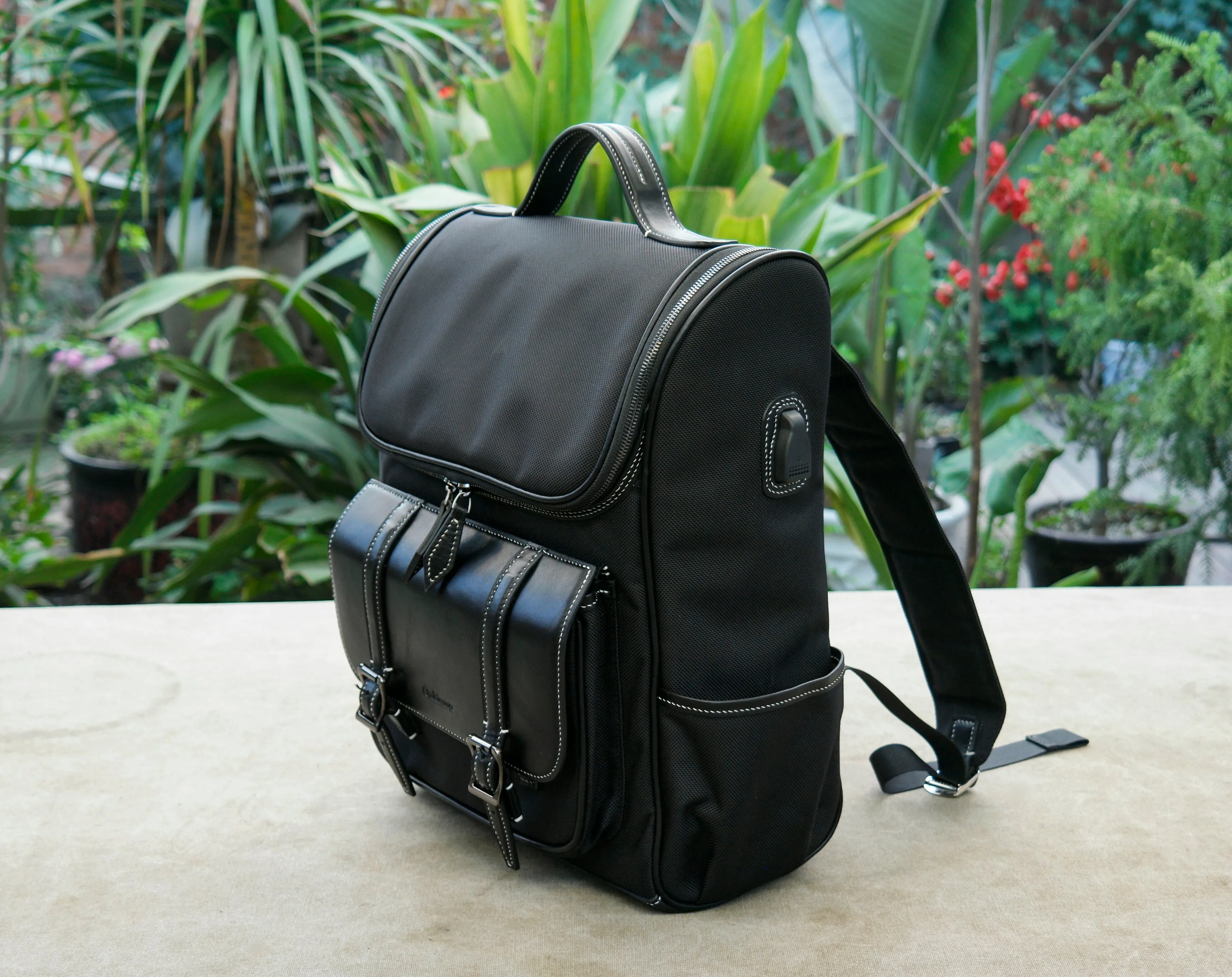 Nylon leather backpack, Women's Nylon Backpacks, Nylon and Vegan Leather Rucksack,leather backpack, Best Leather Bags for Work