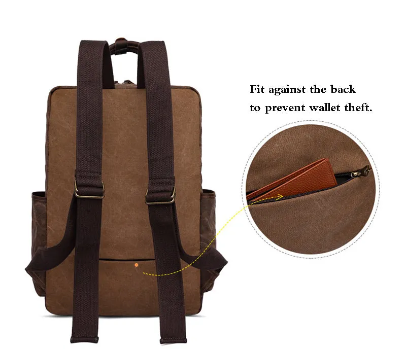 Oil wax canvas bag backpack for men's travel retro canvas bag large capacity outdoor backpack Leather backpack