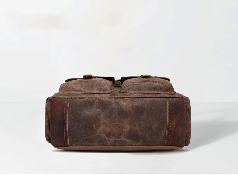 Oil wax canvas bag backpack for men's travel retro canvas bag large capacity outdoor backpack Leather backpack